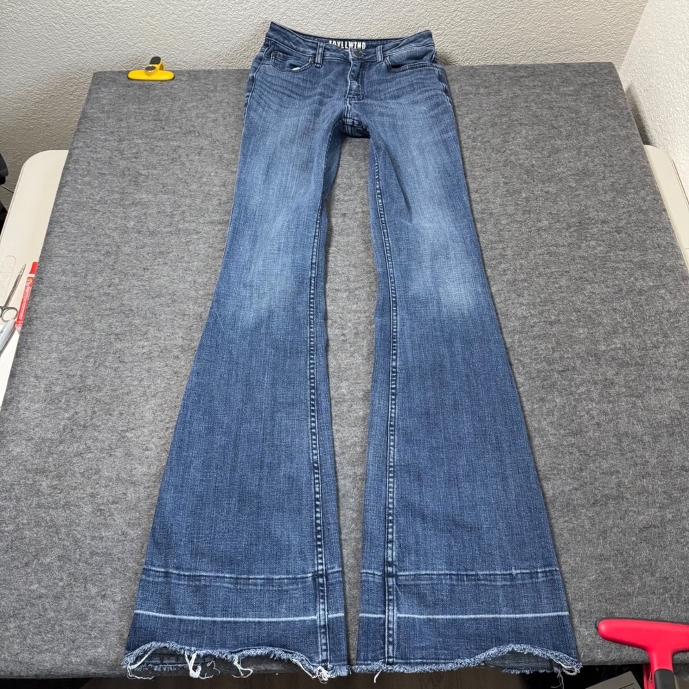 Idyllwind Miranda Lambert Womens Flare Jeans Blue Distressed Raw Hem 6W x 36L